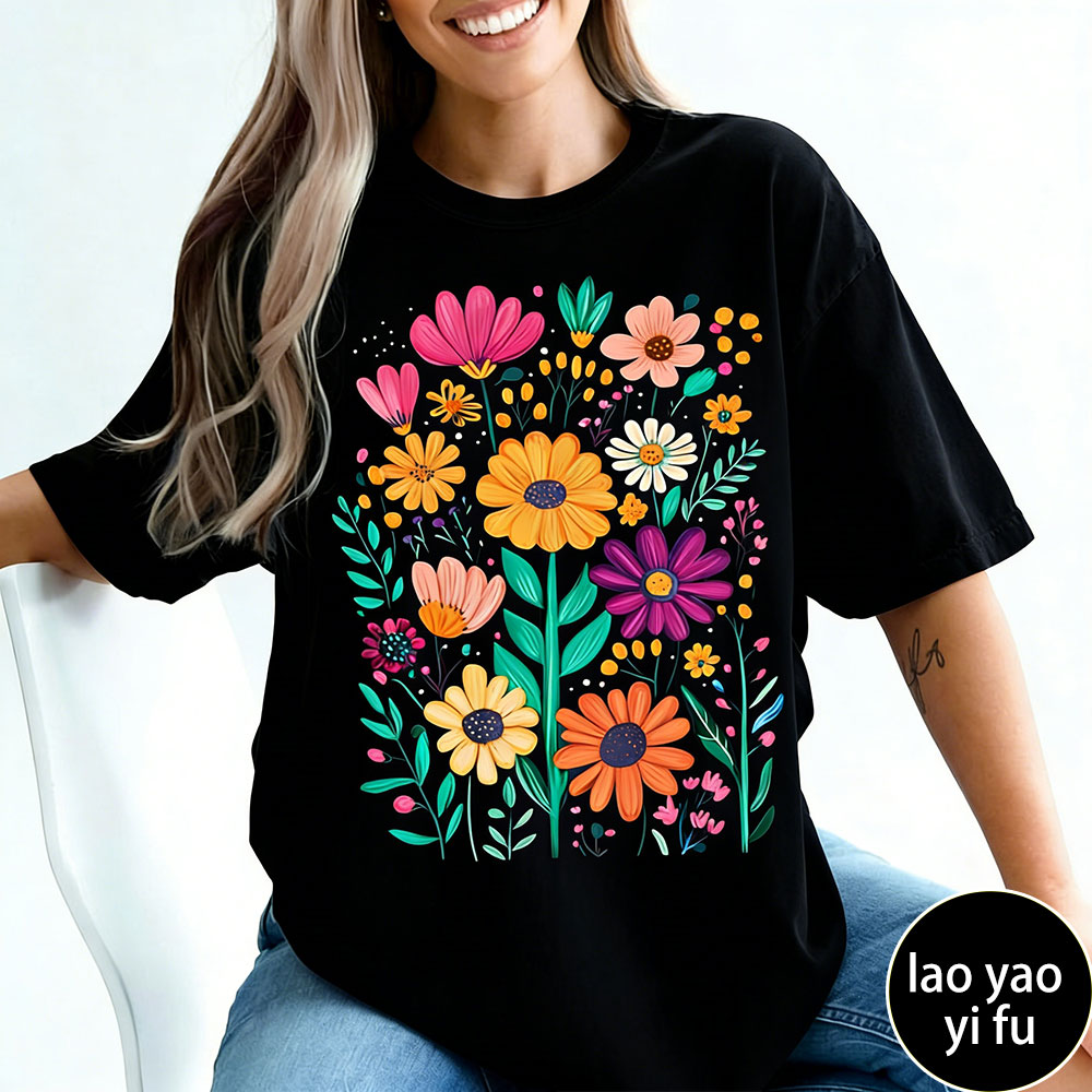 Summer Clothing Vibes - T-shirt Floreale Estiva Boho da Donna,