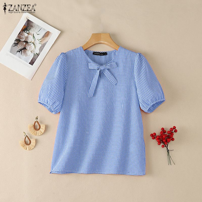 Summer De Clothing - ZANZEA Camicette estive vintage a quadretti