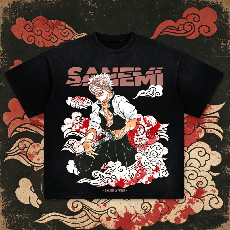Summer Clothing Good Quality - T-shirt Oversize Anime Demon Slayer Sanemi