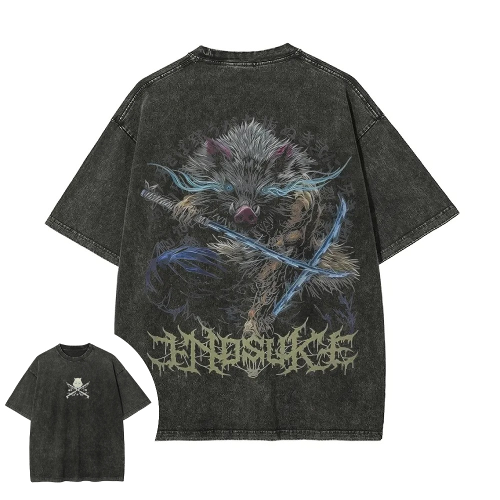 Summer Clothing Good Quality - T-Shirt Demon Slayer Unisex Effetto Lavato,