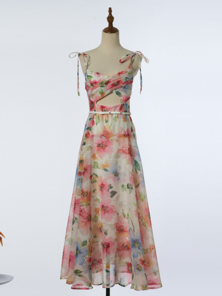 Summer Clothing Pictures - Abito lungo con cinturino a strass,