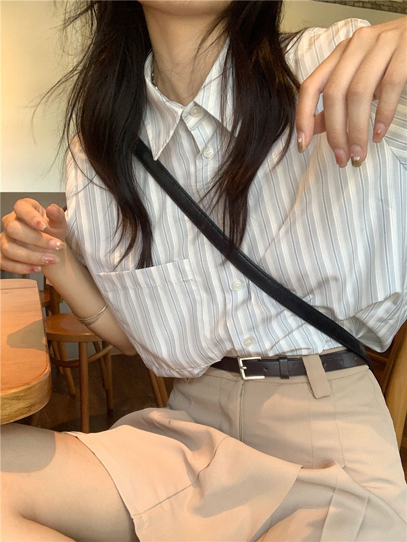 Crop Blouse Linen - Camicie Donna Miscela di bambù e