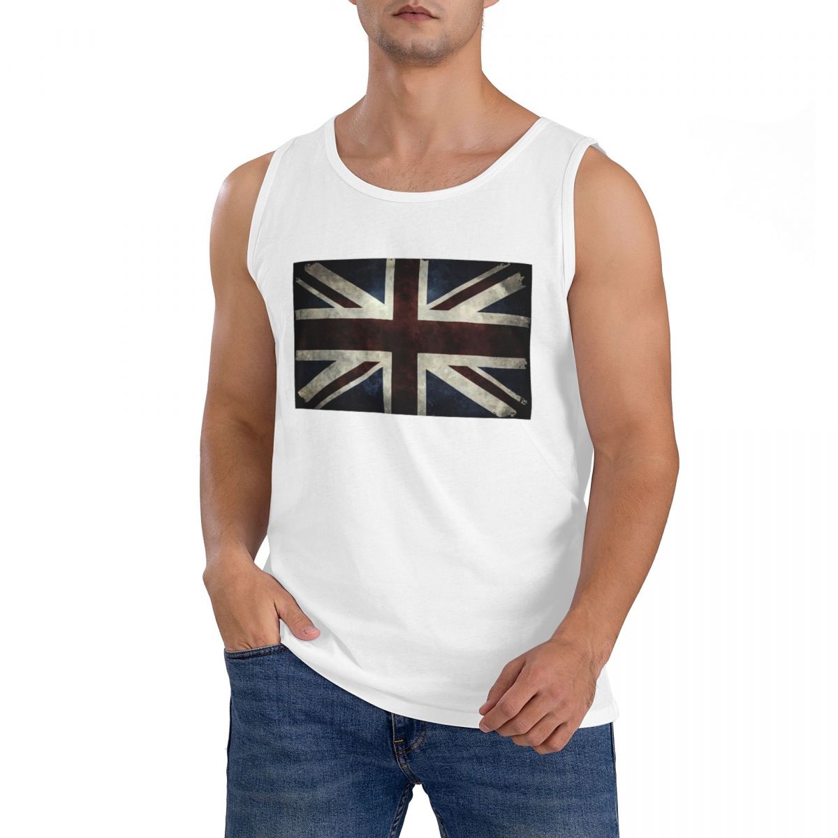 Summer Clothing Uk Men - T-shirt senza maniche con bandiera Union