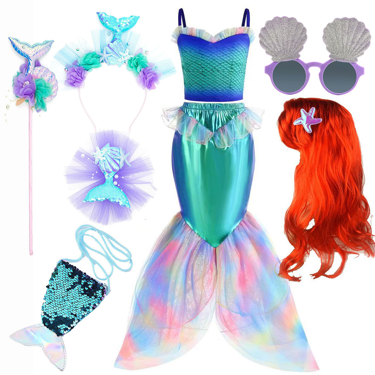 Summer Clothing For Kids Girls - Disney Sirena Vestire Costume Ragazza Ariel