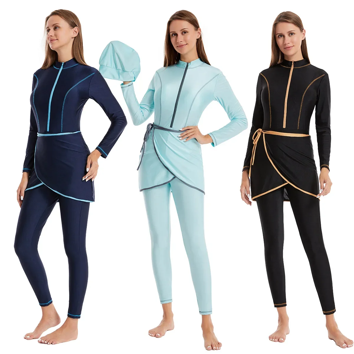 Summer Clothing Hijab - Set 3 Pezzi Costume da Bagno