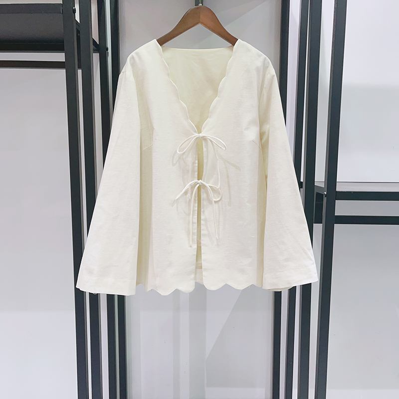 Crop Blouse Linen - Nuova Camicetta Vintage Boho Ricamata per