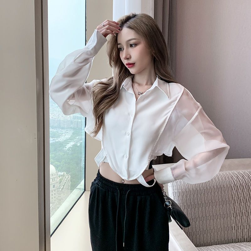 Camicie donna Retro Chic Patch - Crop Blouse Linen recensione e prezzo