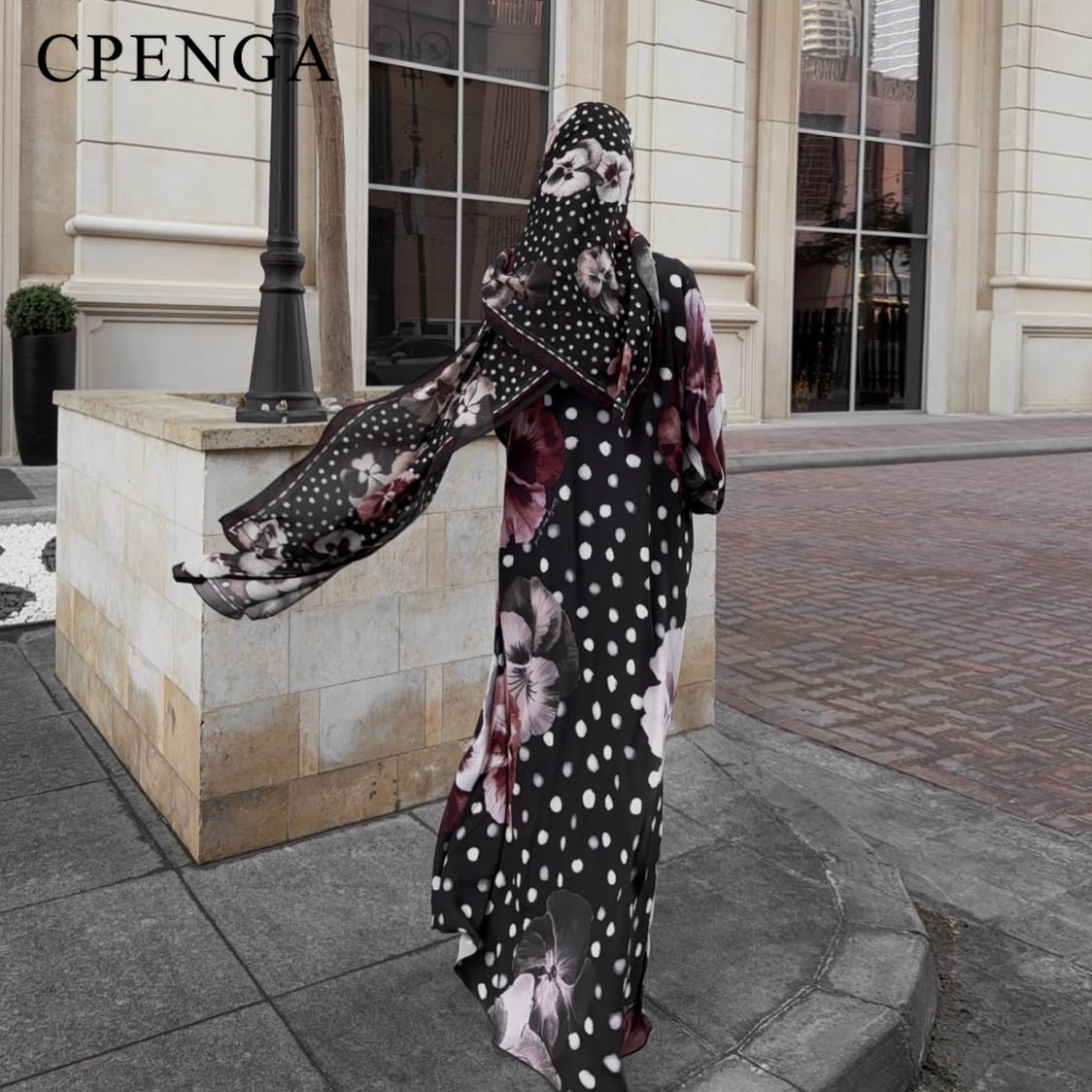 Abaya a due pezzi con stampa f - Summer Clothing Hijab recensione e prezzo